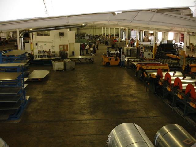 Shop floor with duct fabrication lines