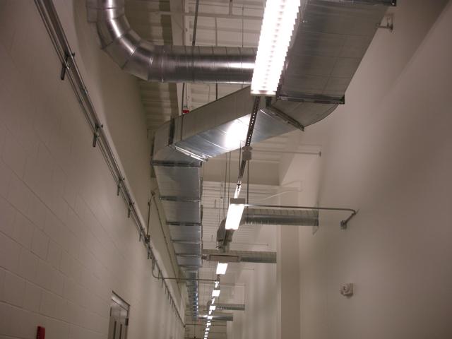 Spiral duct at ceiling